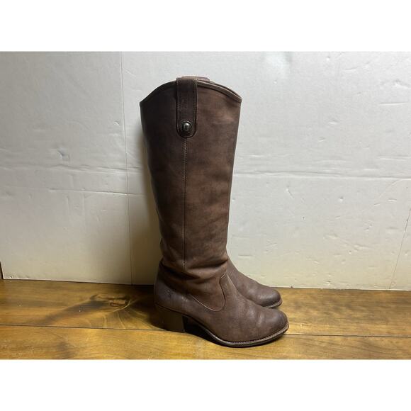 Frye-Women's 8B Jackie #76575 Brown Distressed Leather Tall Western Riding Boot - Picture 5 of 11
